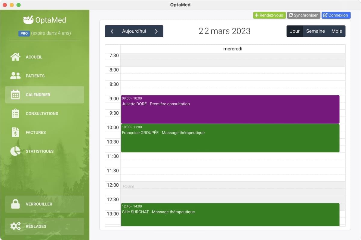 View by day in the OptaMed application.