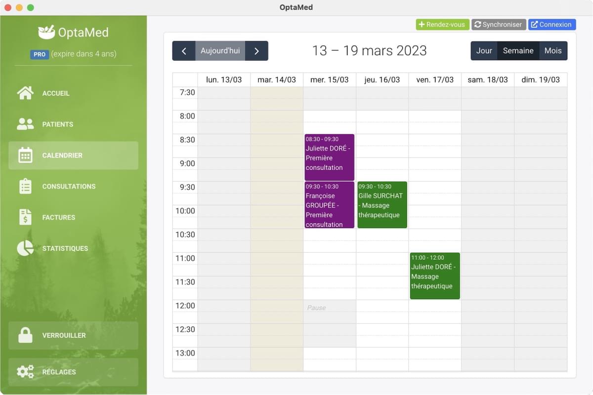 View by month in the OptaMed application.