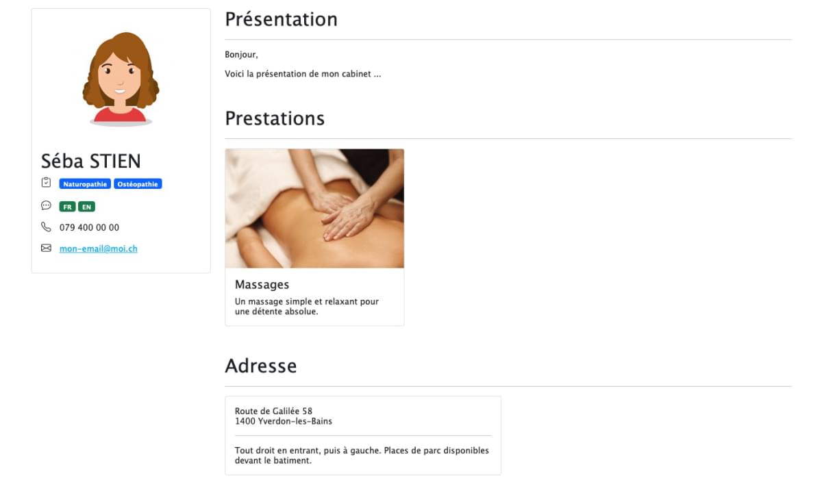 Startseite Ihres Online-Profils und Details